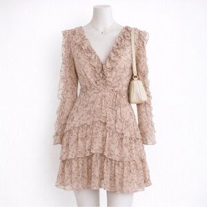 Bardot Alessia Frill Long Sleeve Mini Dress